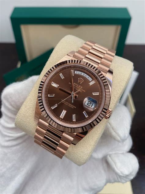 rolex chocolate rose|rose gold rolex day date.